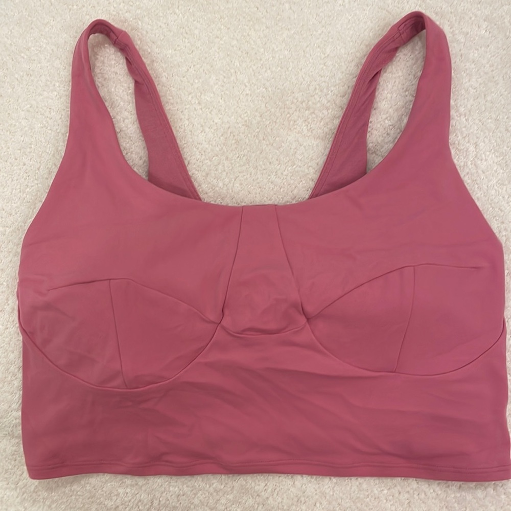 Lululemon nulu front darting yoga bra size 8 pink blossom